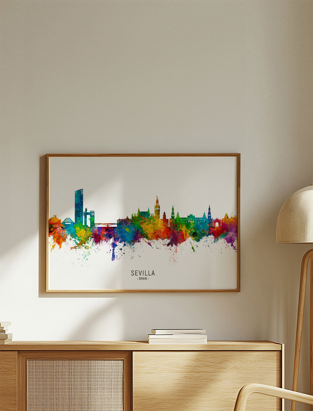 Rejseplakat: Sevilla skyline i akvarel