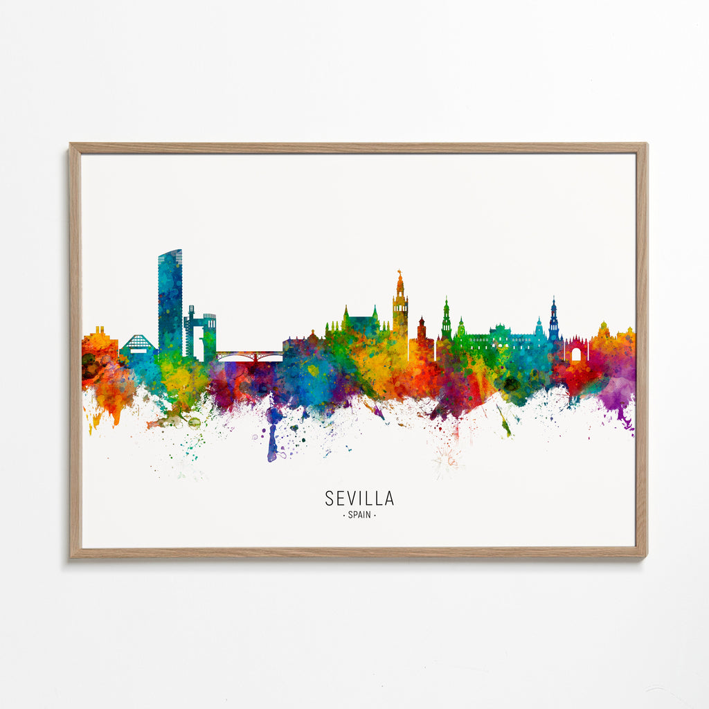 Rejseplakat: Sevilla skyline i akvarel