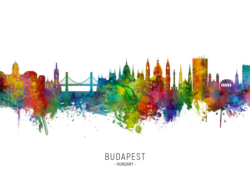 Budapest skyline akvarel