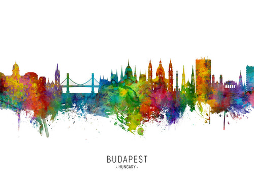 Budapest skyline akvarel
