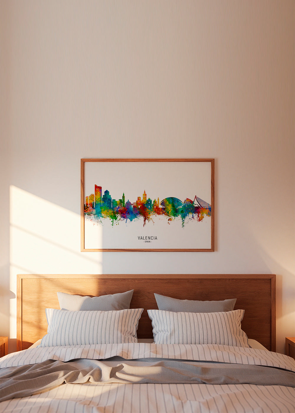 Rejseplakat Valencia skyline akvarel