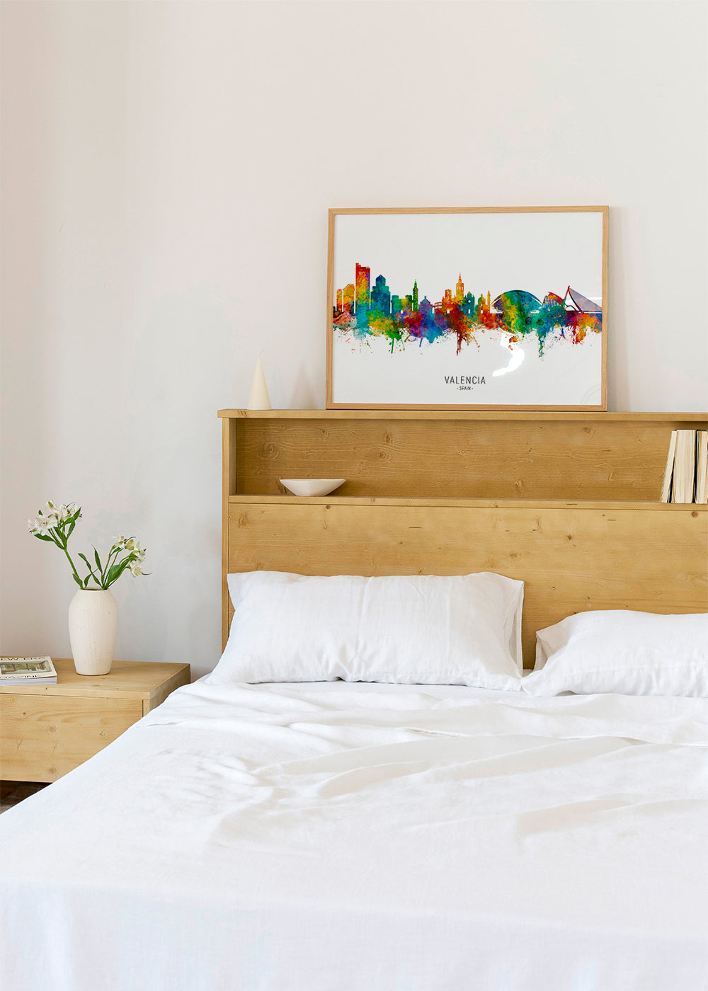 Rejseplakat Valencia skyline akvarel