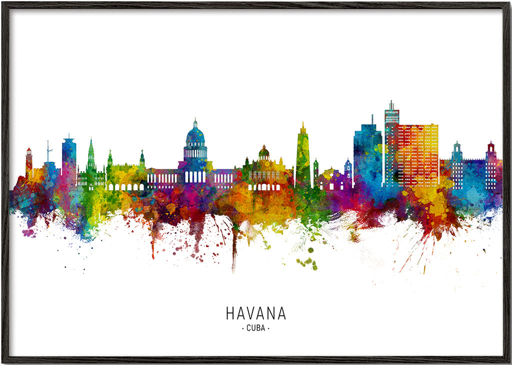 Byplakat Havana skyline i akvarel