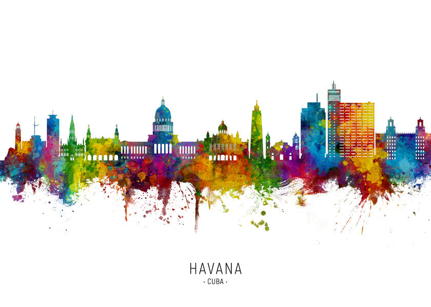 Byplakat Havana skyline i akvarel