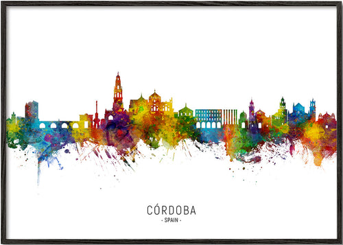 Køkkenkunst Córdoba skyline akvarel multicolor