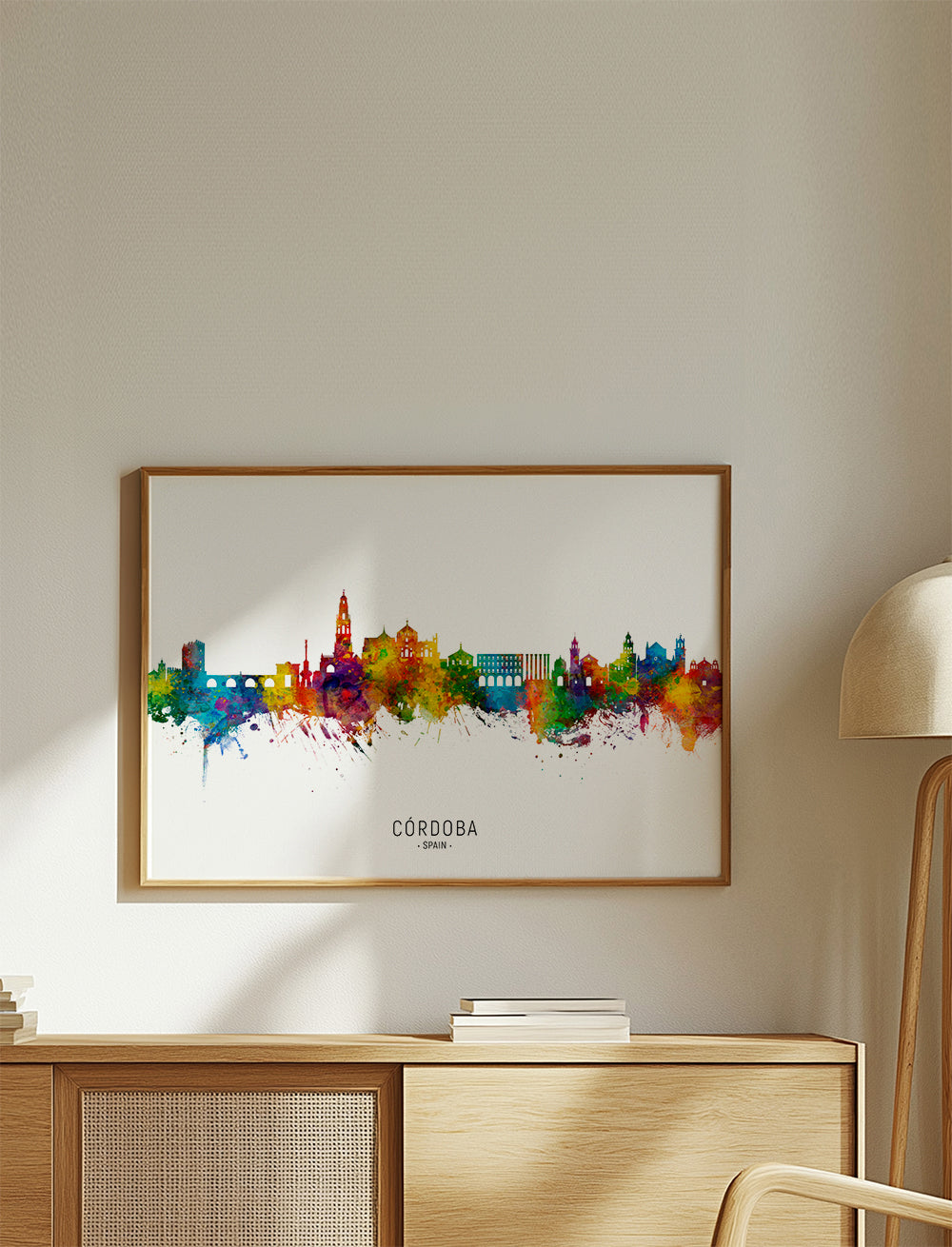 Køkkenkunst Córdoba skyline akvarel multicolor