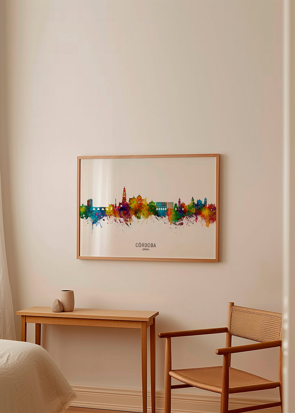 Køkkenkunst Córdoba skyline akvarel multicolor