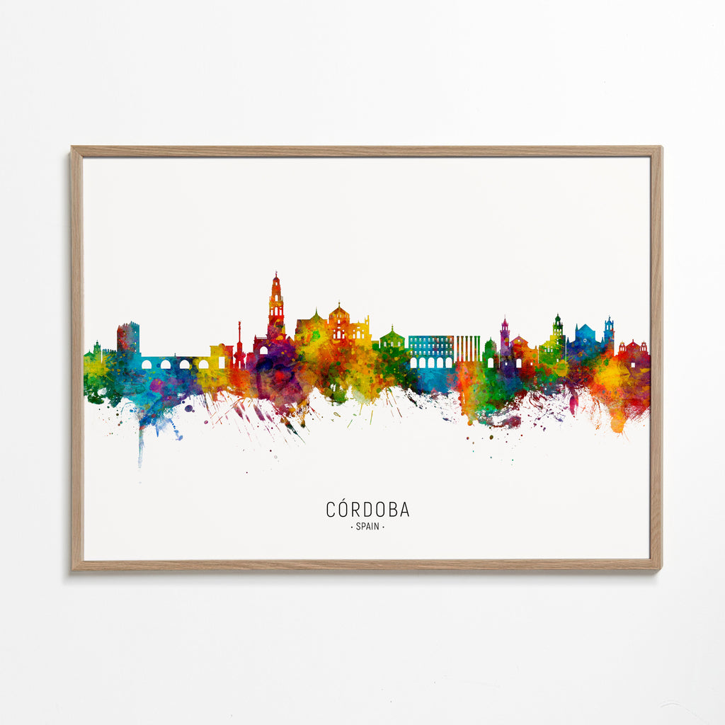 Køkkenkunst Córdoba skyline akvarel multicolor