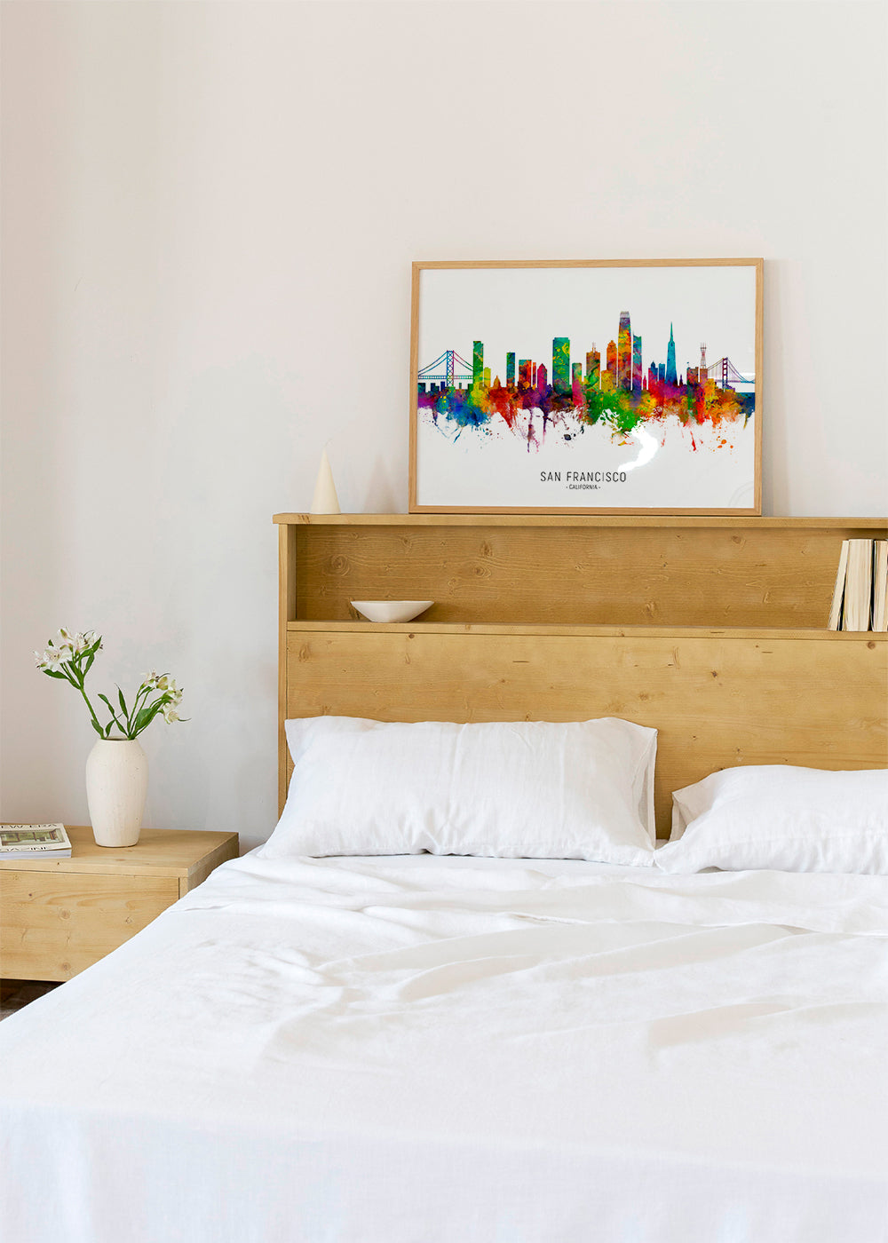 Rejseplakat San Francisco farverig skyline