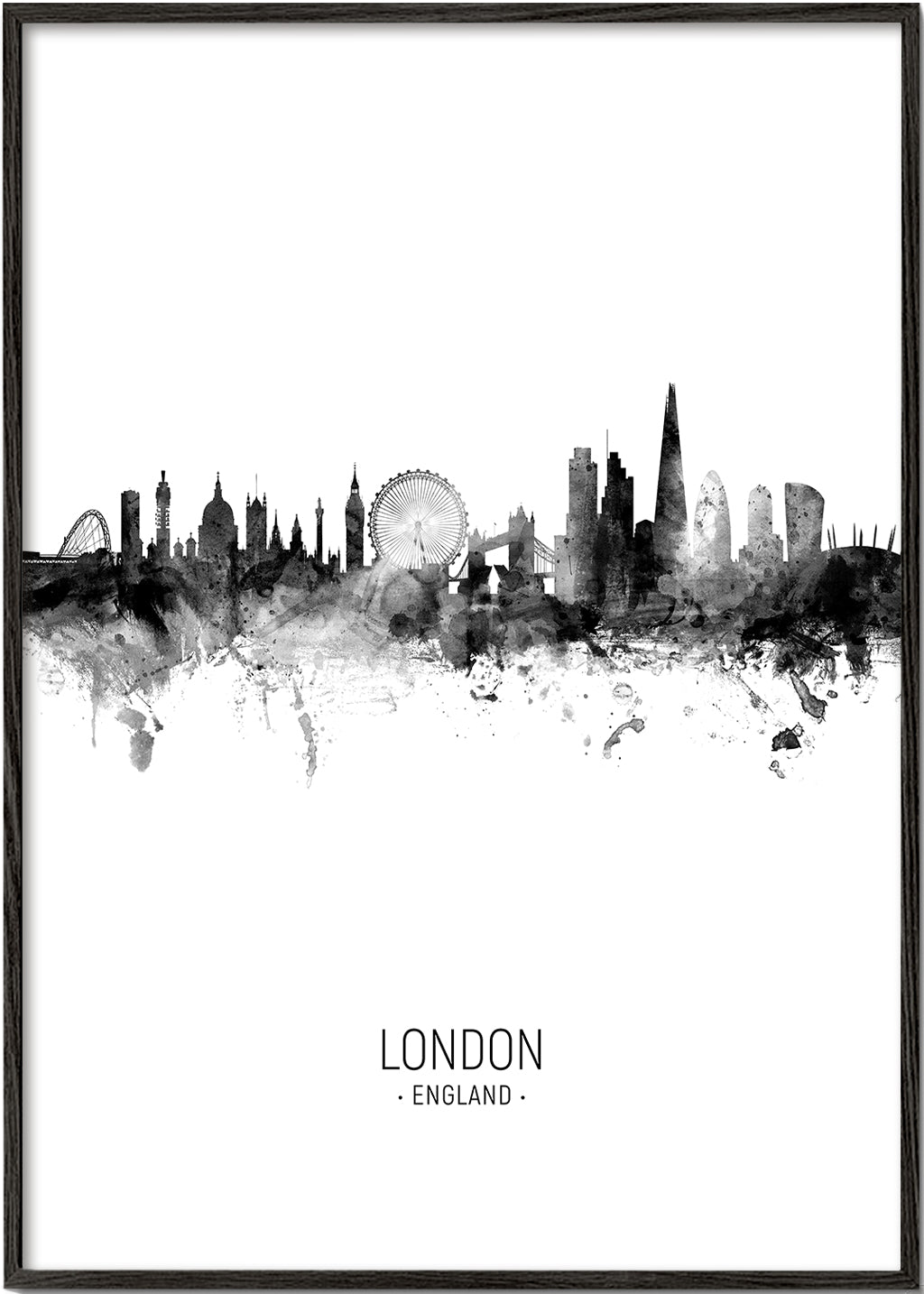 Rejseplakat London skyline blæk-silhuet