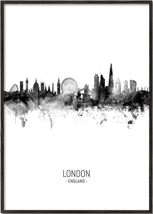 Rejseplakat London skyline blæk-silhuet