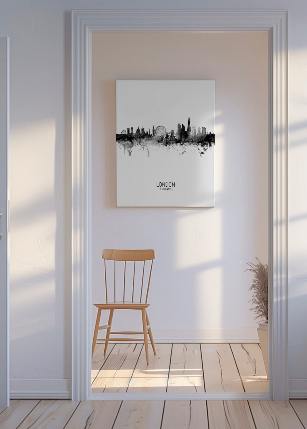 Rejseplakat London skyline blæk-silhuet