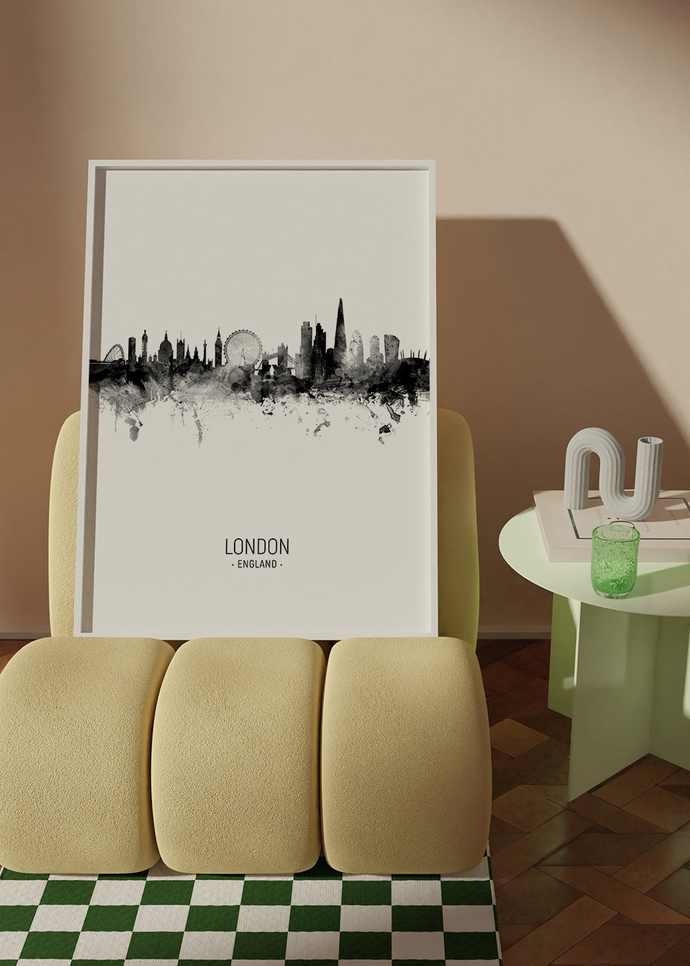 Rejseplakat London skyline blæk-silhuet