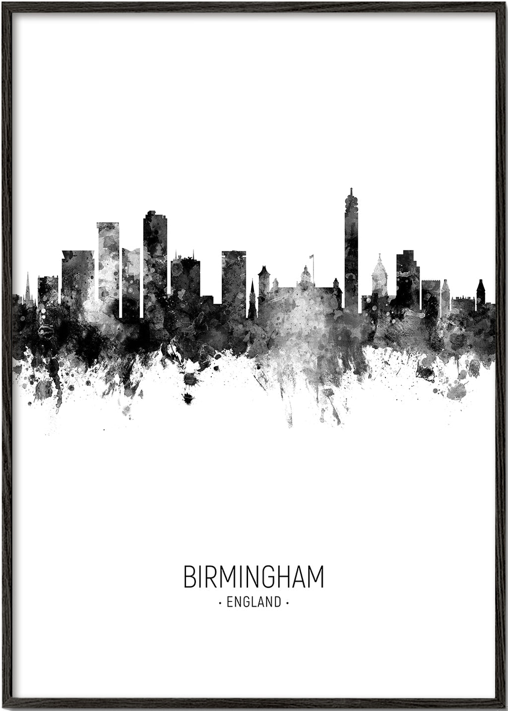 Køkkenkunst Birmingham skyline sort-hvid