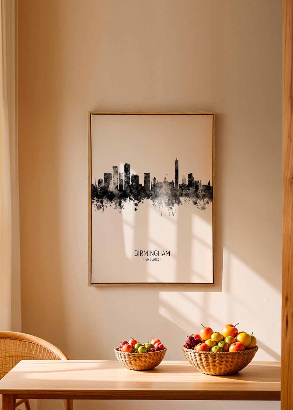 Køkkenkunst Birmingham skyline sort-hvid
