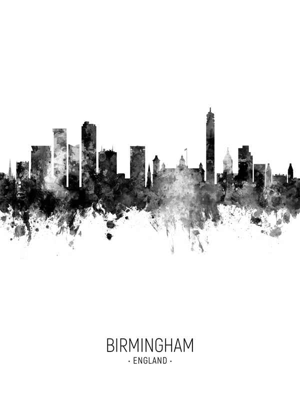 Køkkenkunst Birmingham skyline sort-hvid