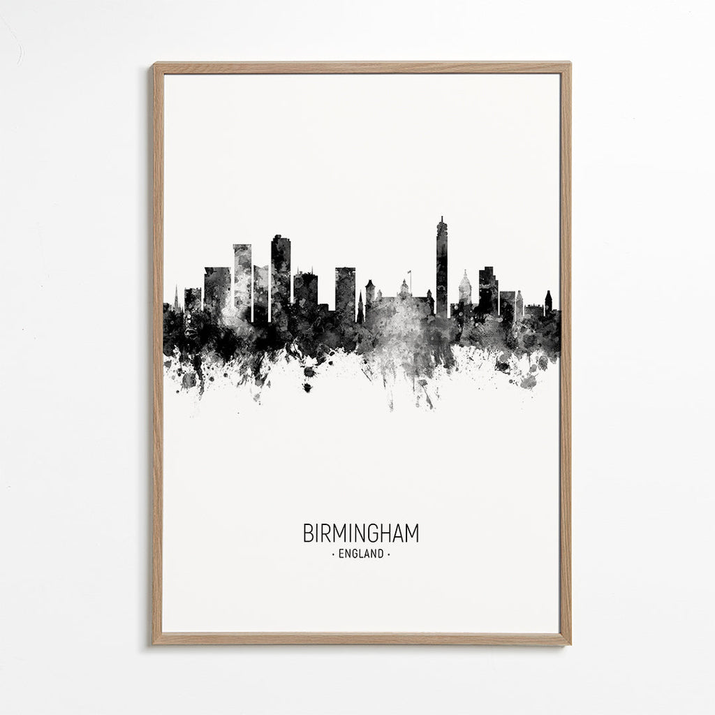 Køkkenkunst Birmingham skyline sort-hvid