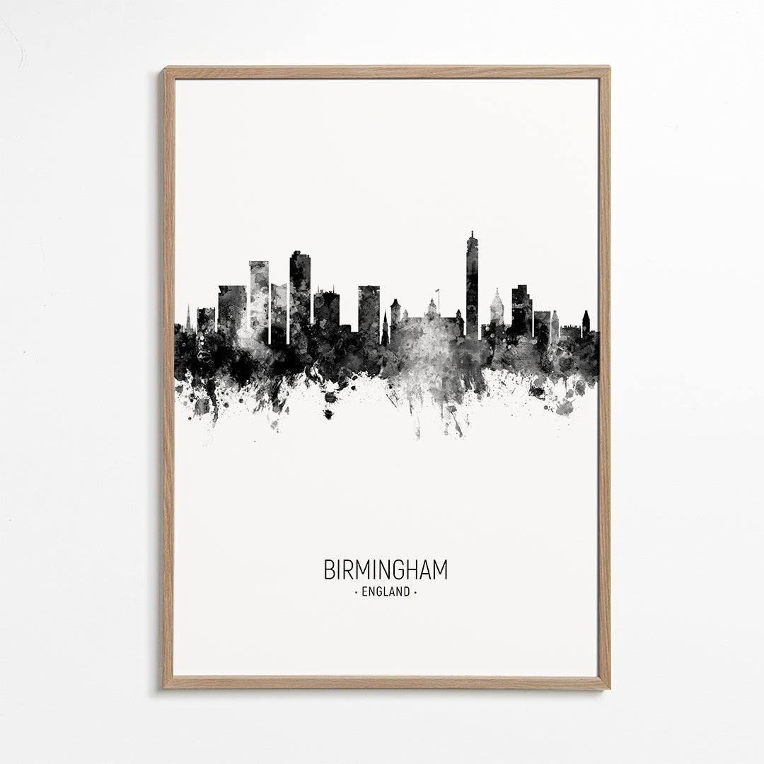 Køkkenkunst Birmingham skyline sort-hvid