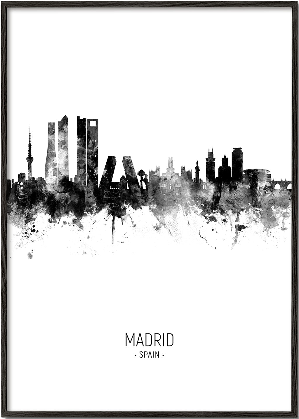 Køkkenkunst Madrid Skyline i blæk