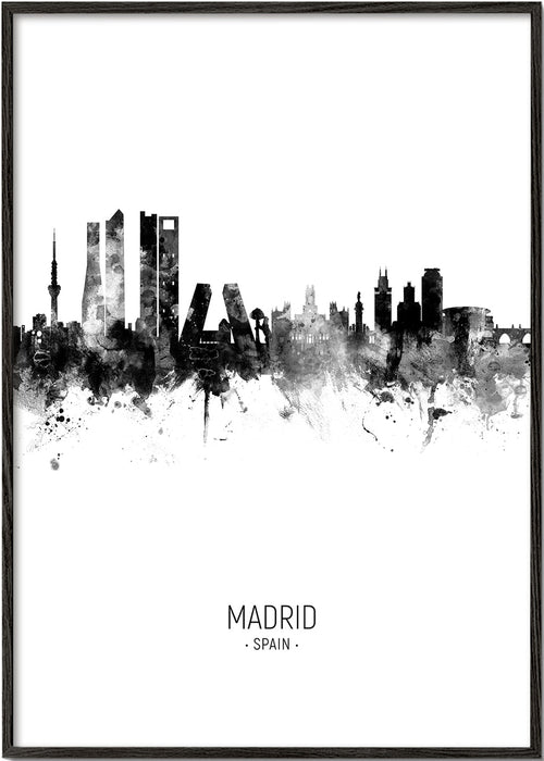 Køkkenkunst Madrid Skyline i blæk
