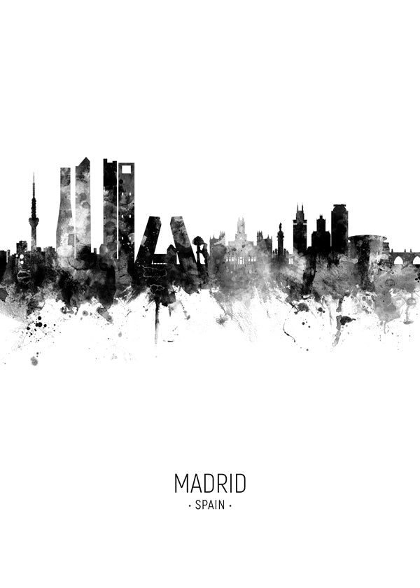 Køkkenkunst Madrid Skyline i blæk
