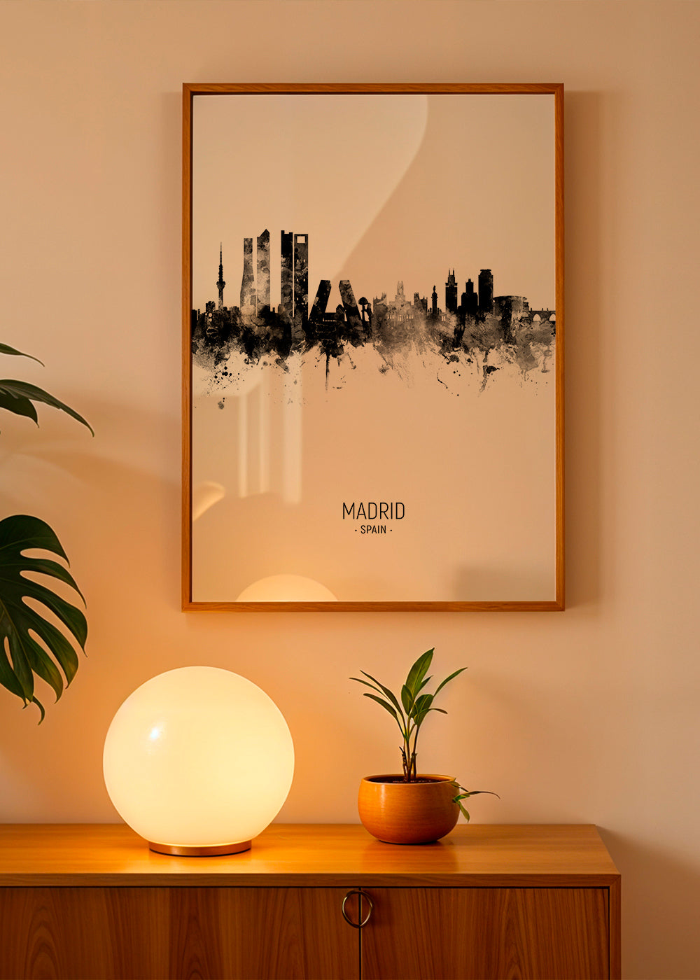 Køkkenkunst Madrid Skyline i blæk