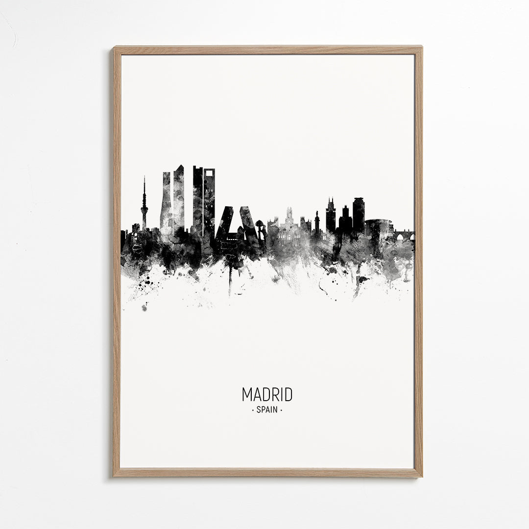 Køkkenkunst Madrid Skyline i blæk