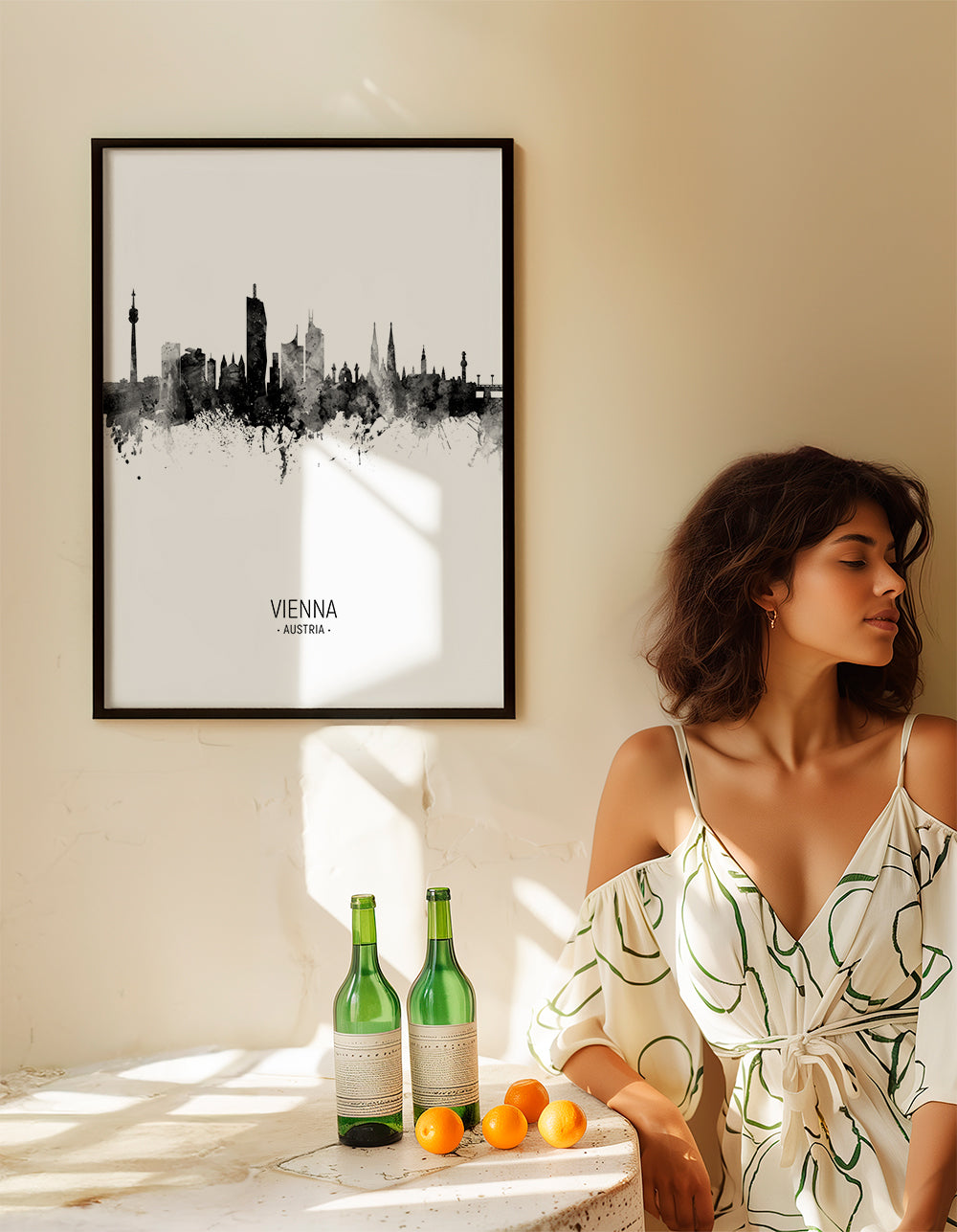 Køkkenkunst: Wien skyline i blæk