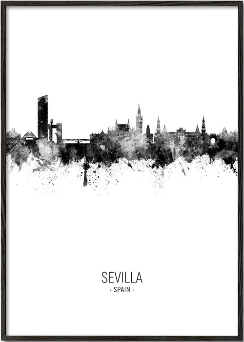Bykunst: Sevilla skyline i blæk