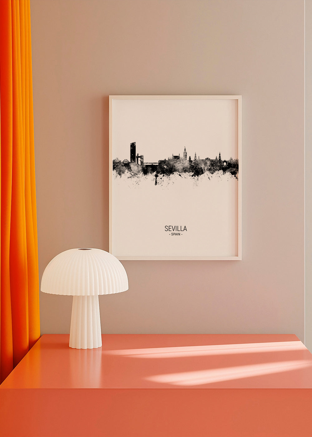 Bykunst: Sevilla skyline i blæk