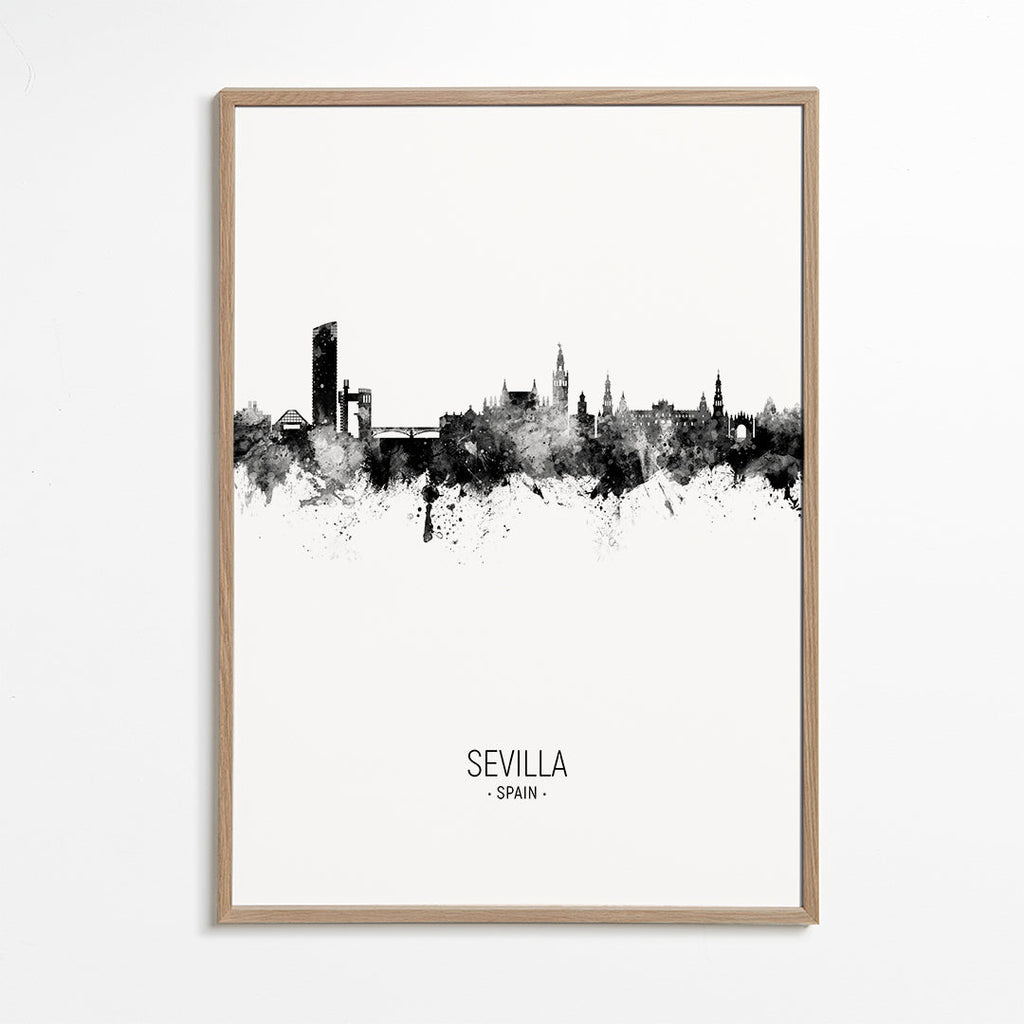 Bykunst: Sevilla skyline i blæk