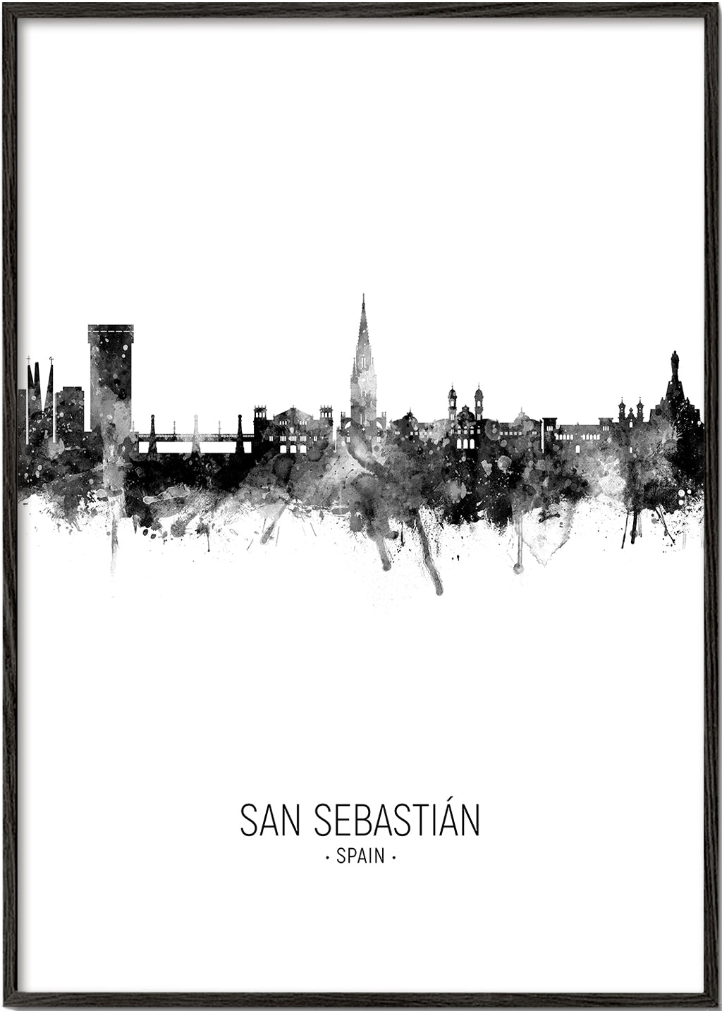 Byplakat: San Sebastián skyline i blæk