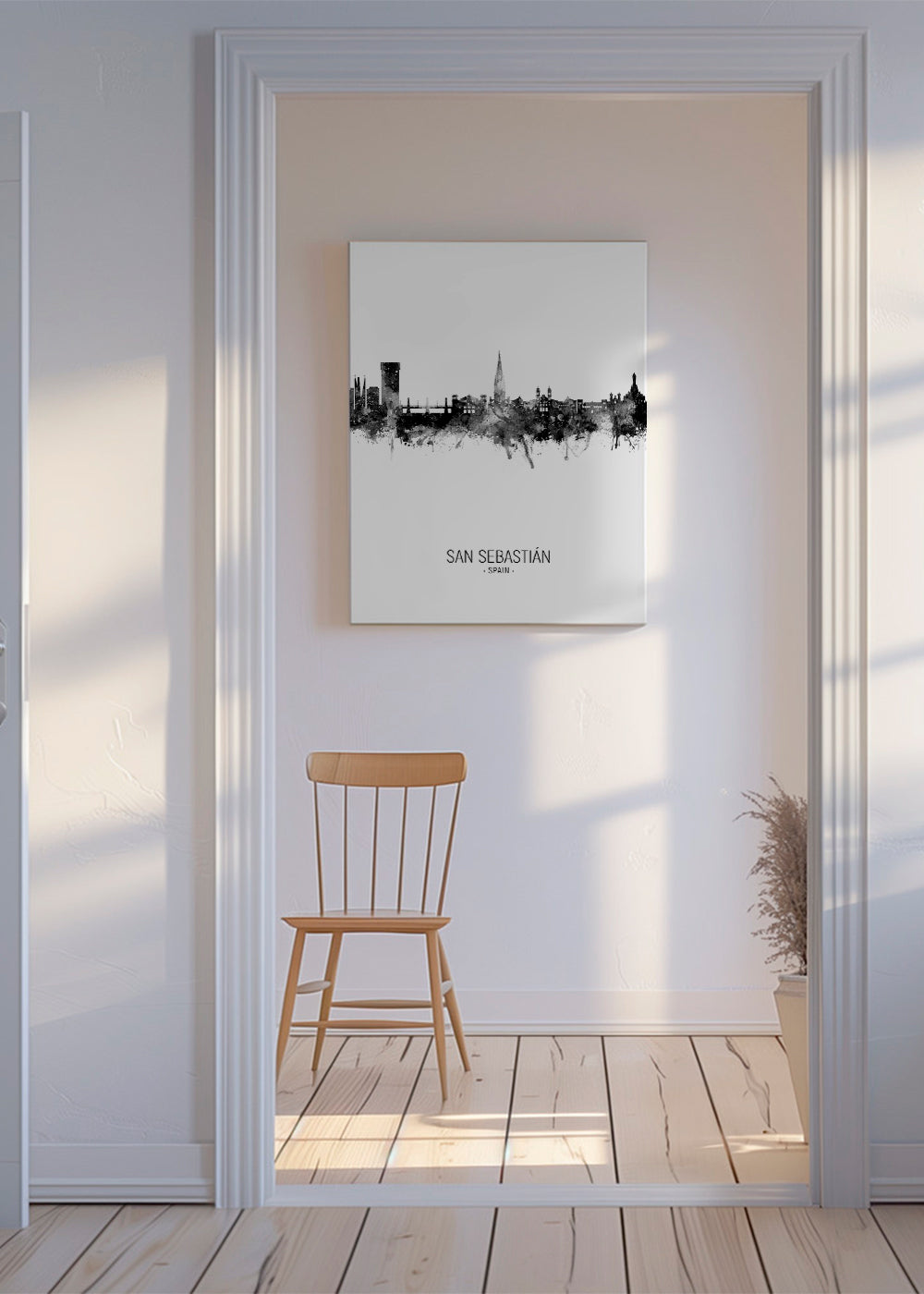 Byplakat: San Sebastián skyline i blæk