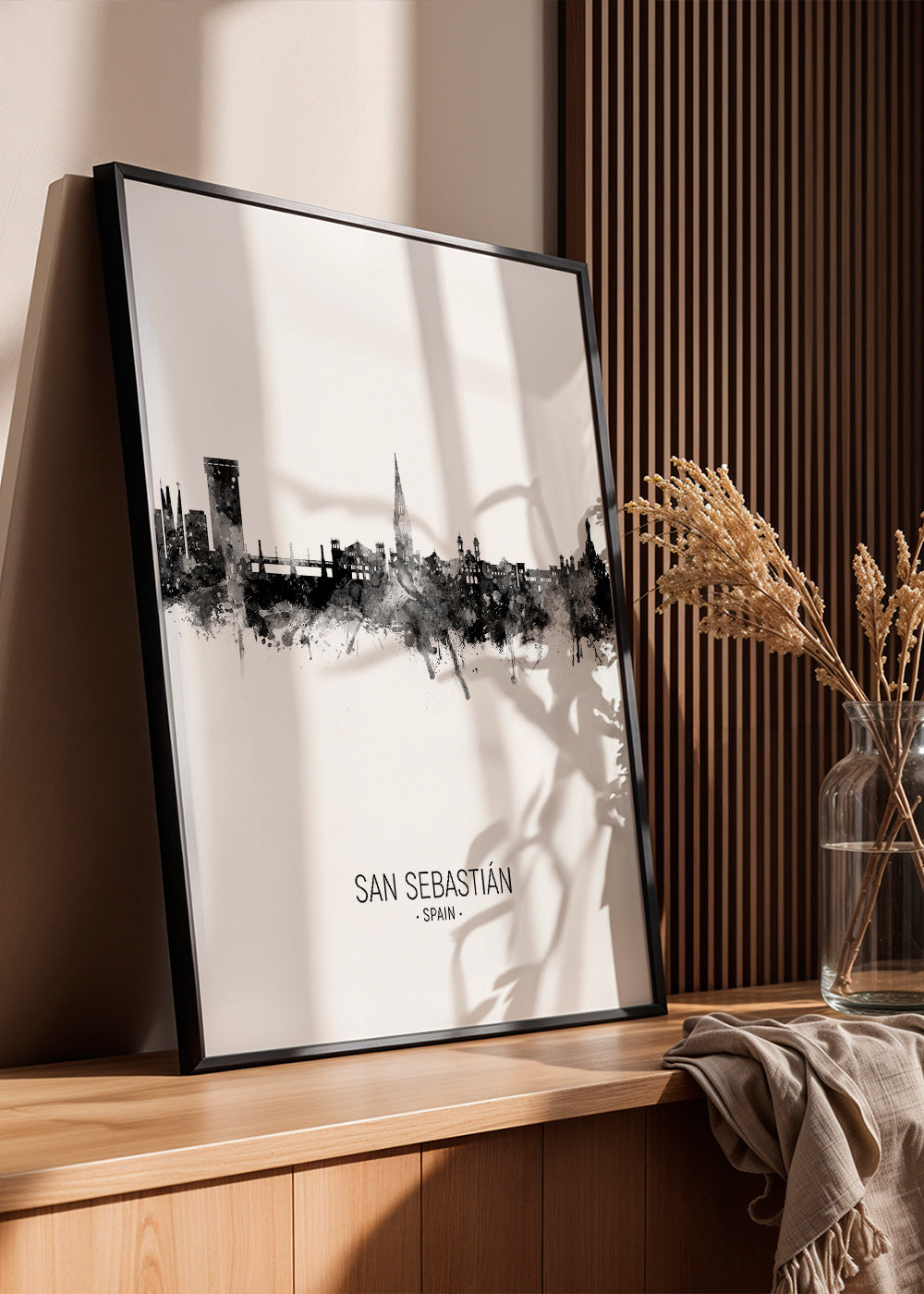 Byplakat: San Sebastián skyline i blæk