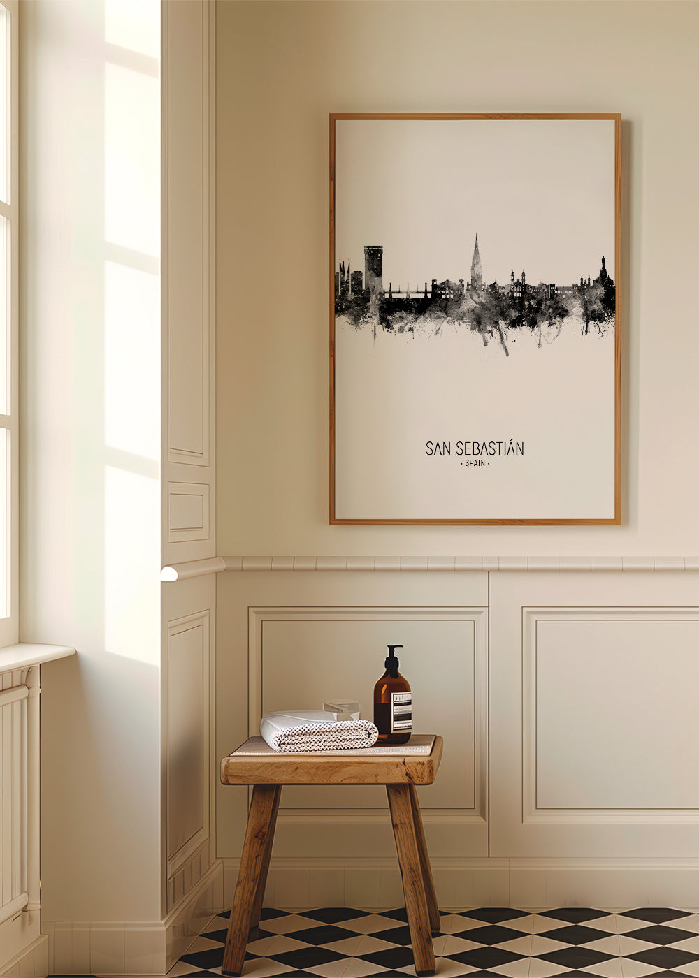 Byplakat: San Sebastián skyline i blæk