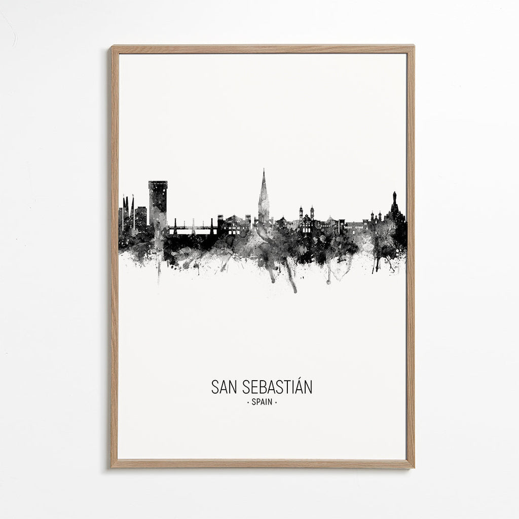 Byplakat: San Sebastián skyline i blæk
