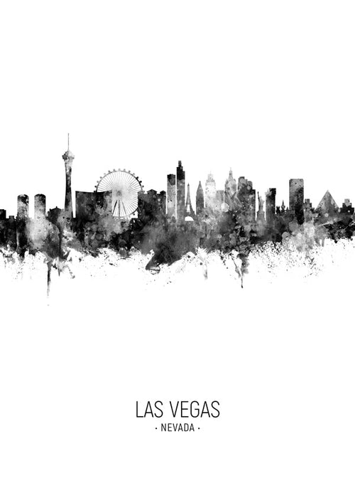 Rejseplakat Las Vegas sort-hvid skyline