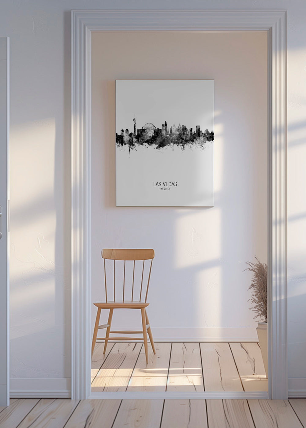 Rejseplakat Las Vegas sort-hvid skyline