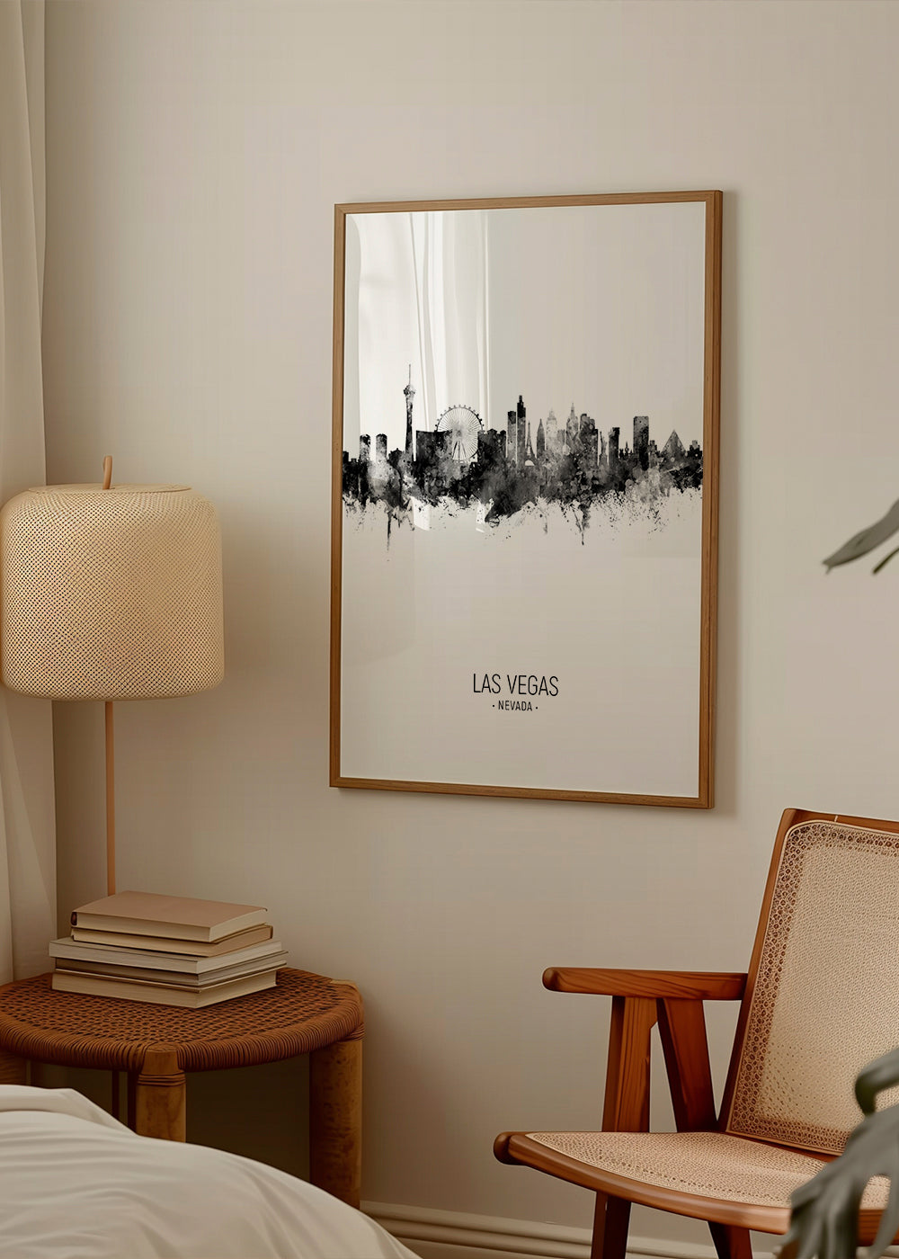 Rejseplakat Las Vegas sort-hvid skyline