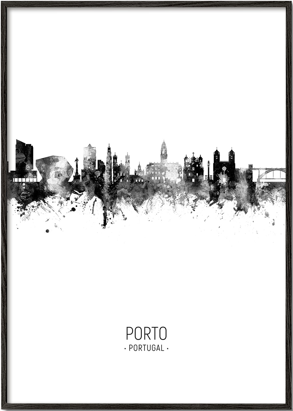 Bykunst: Porto skyline i blæk