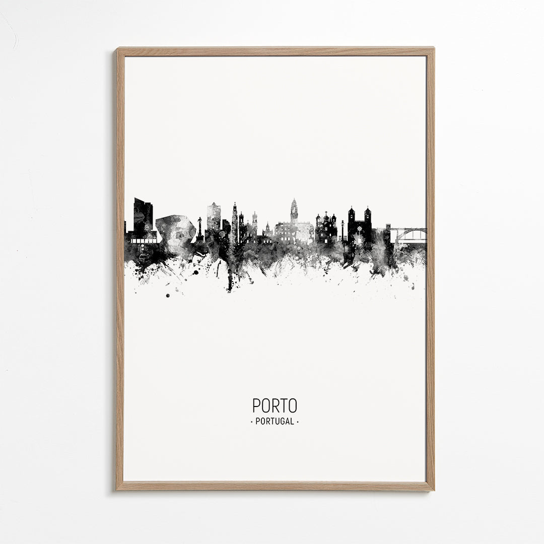 Bykunst: Porto skyline i blæk
