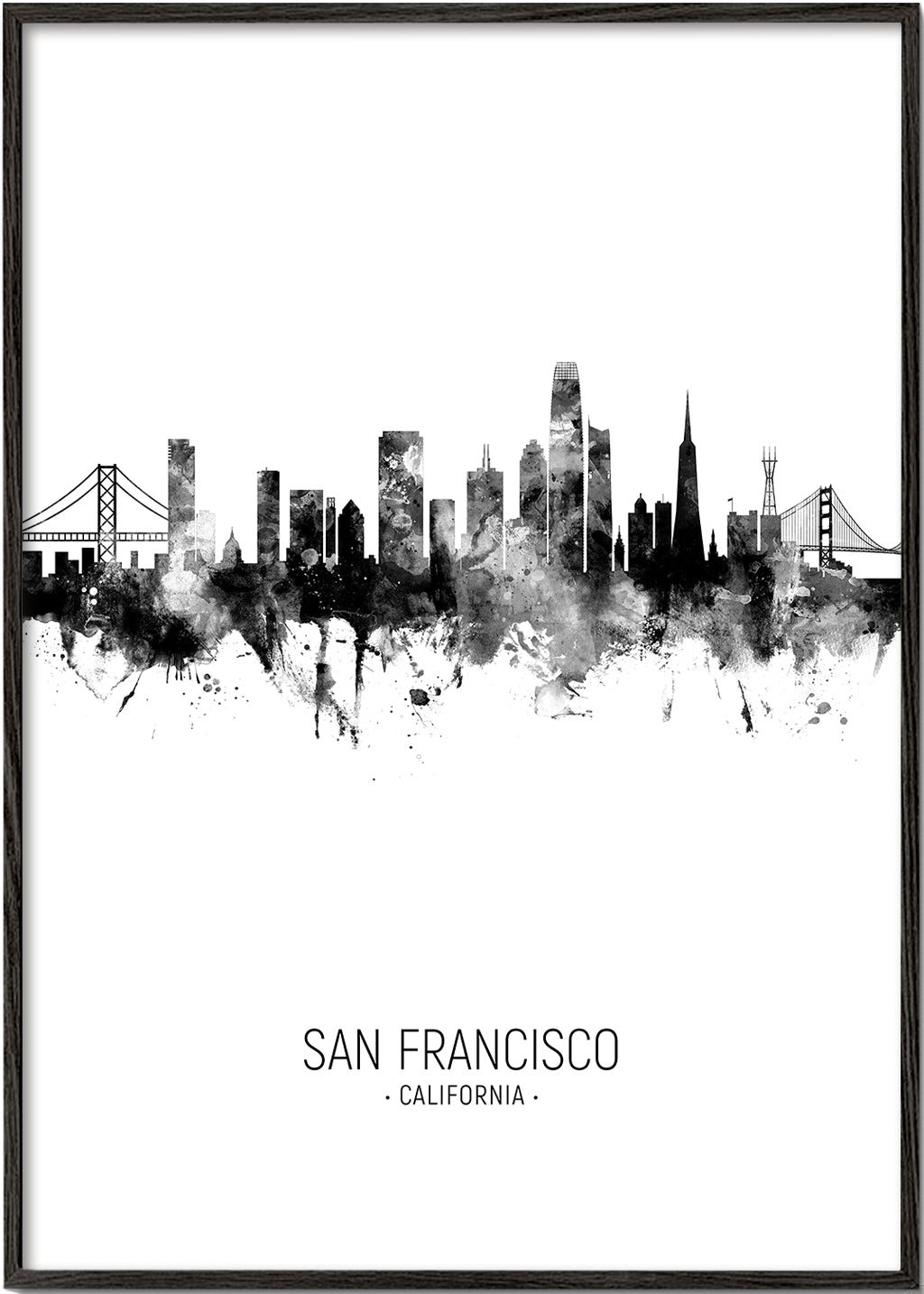 Bykunst San Francisco skyline blæk-silhuet