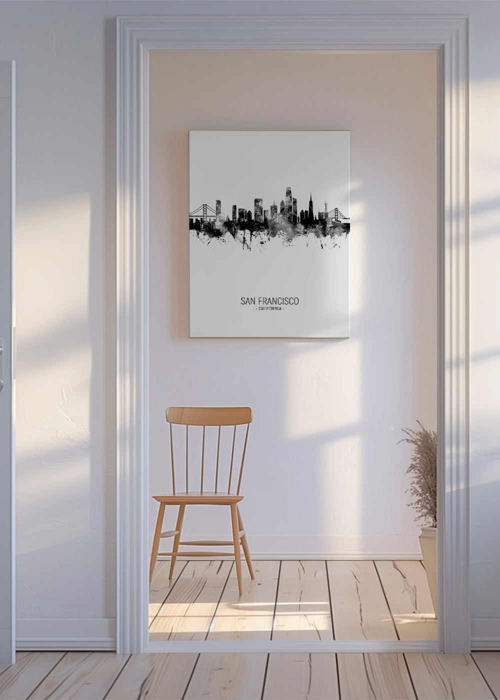 Bykunst San Francisco skyline blæk-silhuet