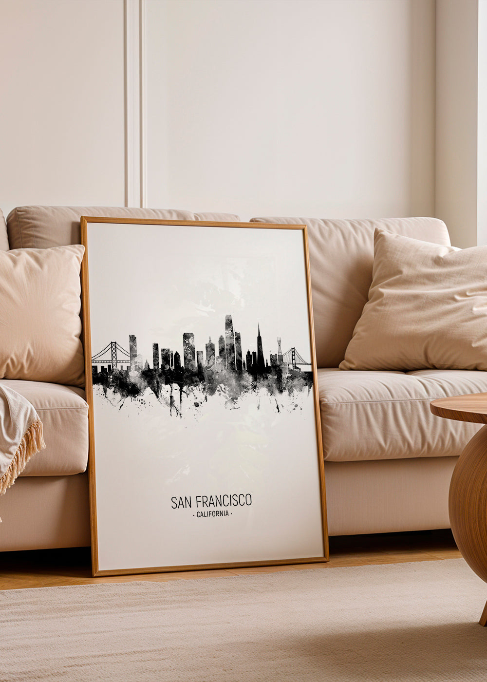 Bykunst San Francisco skyline blæk-silhuet