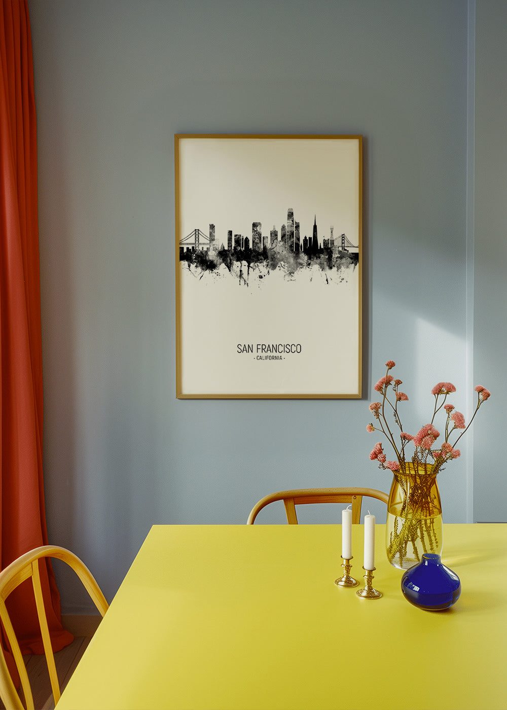Bykunst San Francisco skyline blæk-silhuet