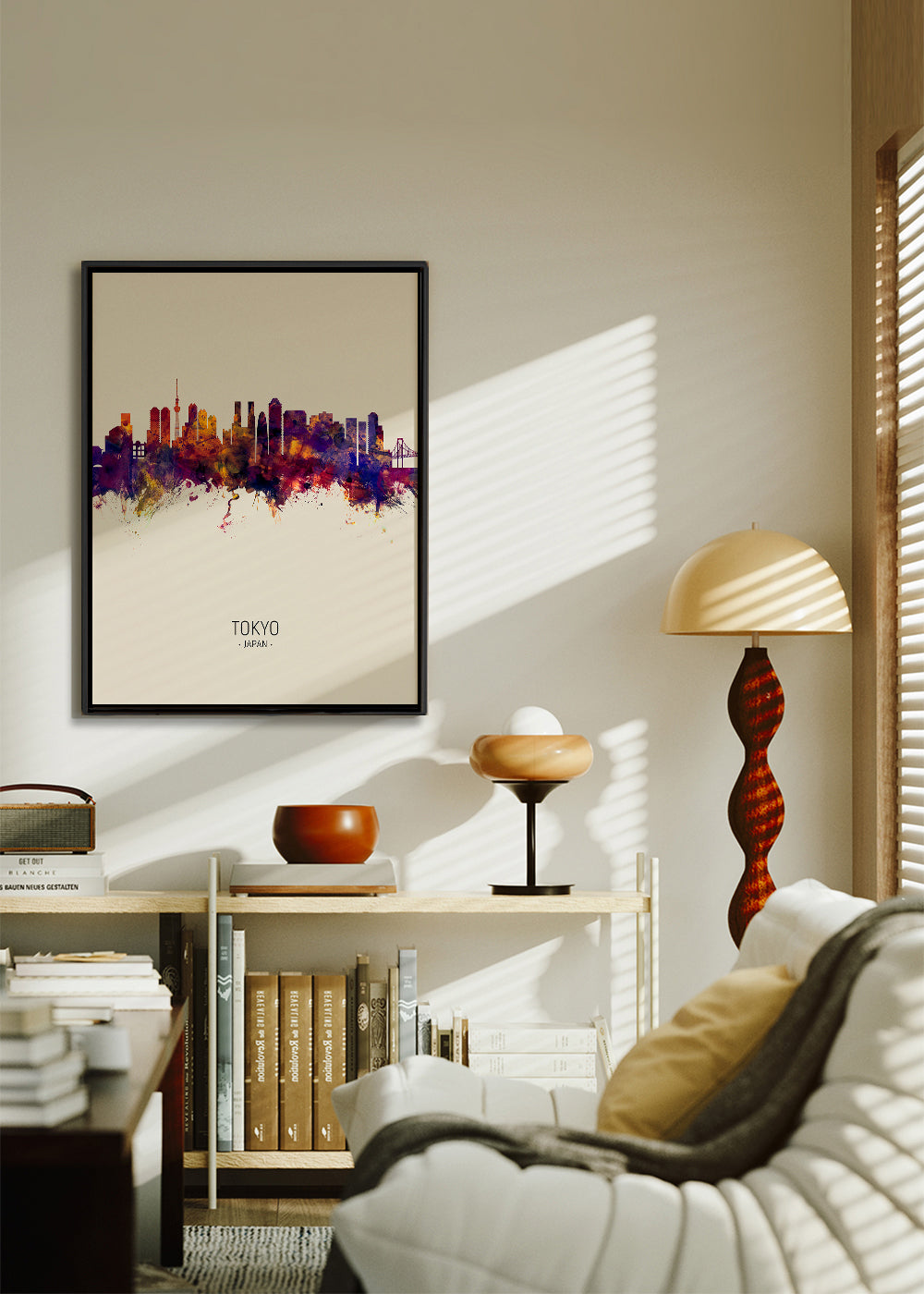 Køkkenkunst Tokyo skyline akvarel
