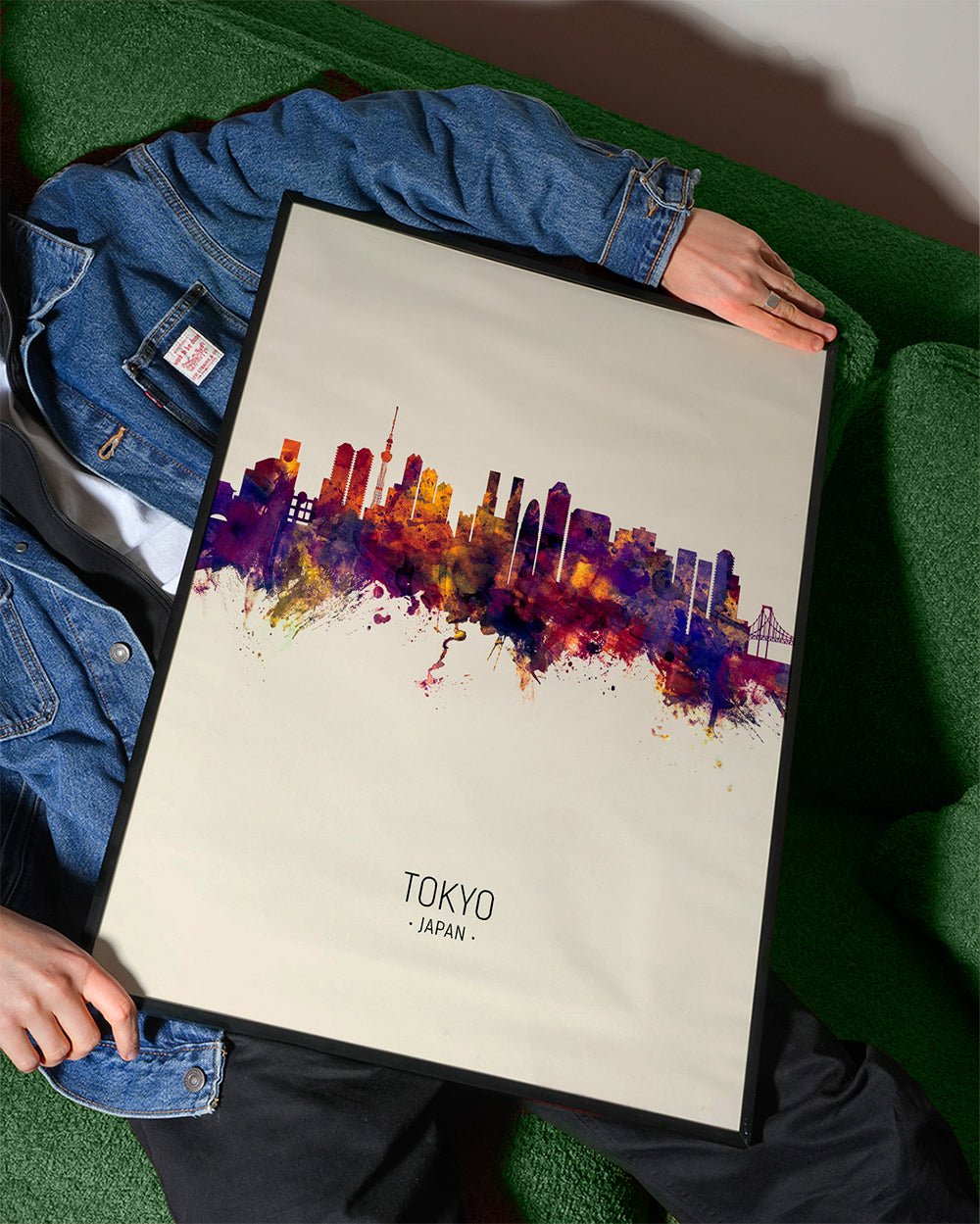 Køkkenkunst Tokyo skyline akvarel