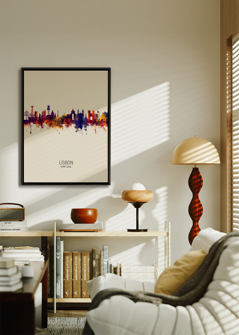 Køkkenkunst: Lissabon skyline i akvarel