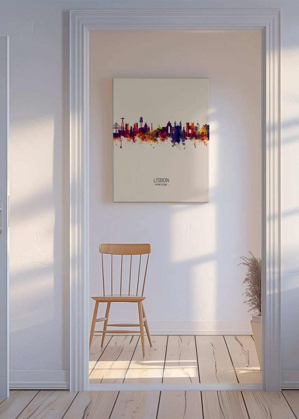Køkkenkunst: Lissabon skyline i akvarel