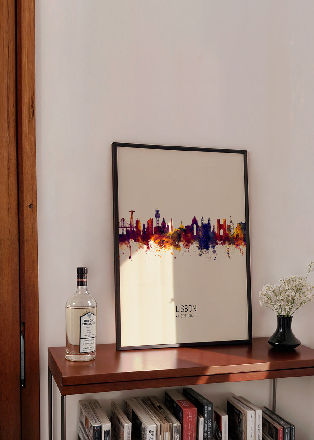 Køkkenkunst: Lissabon skyline i akvarel